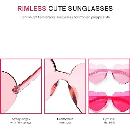 4E’s Novelty Heart Sunglasses 2-Pack – Hot Pink Glasses for Parties Festivals & Valentine Costumes