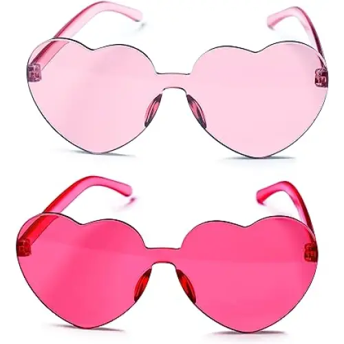 4E’s Novelty Heart Sunglasses 2-Pack – Hot Pink Glasses for Parties Festivals & Valentine Costumes