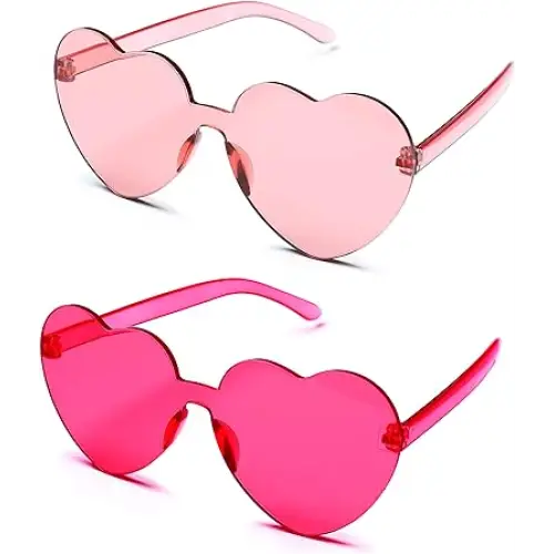 4E’s Novelty Heart Sunglasses 2-Pack – Hot Pink Glasses for Parties Festivals & Valentine Costumes