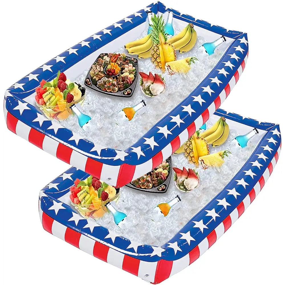 4E’s Novelty Inflatable Serving Bar Buffet Cooler – Patriotic 4th of July Party Essential (2 Pack)