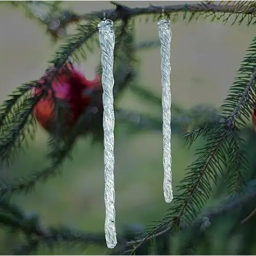 4E’s Novelty Large Glass Icicle Ornaments for Christmas Tree 7’’ 5.5’’ 3.5’’ (Set of 24) - Clear Glass Christmas Tree