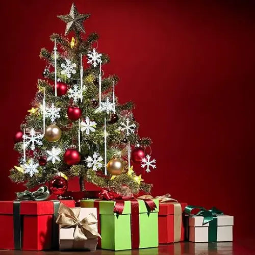 4E’s Novelty Large Glass Icicle Ornaments for Christmas Tree 7’’ 5.5’’ 3.5’’ (Set of 24) - Clear Glass Christmas Tree