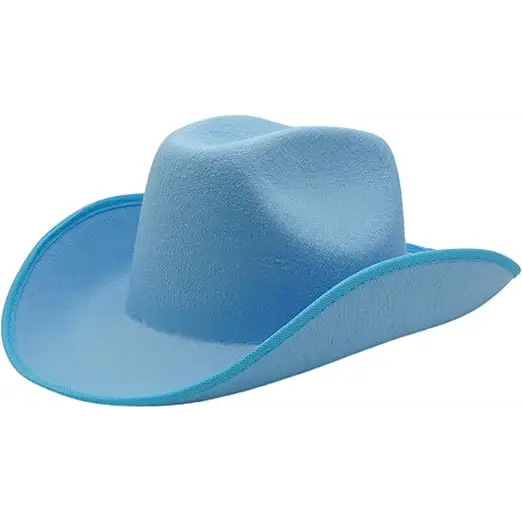4E's Novelty Cowboy Hat for Women & Men, Felt Cowgirl Hat for Adults, Western Party Dress Up Accessories (Light Blue)