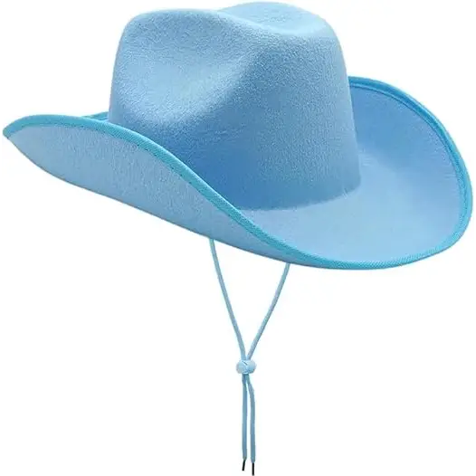 4E's Novelty Cowboy Hat for Women & Men, Felt Cowgirl Hat for Adults, Western Party Dress Up Accessories (Light Blue)