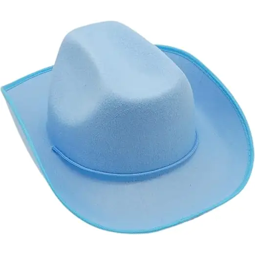 4E's Novelty Cowboy Hat for Women & Men, Felt Cowgirl Hat for Adults, Western Party Dress Up Accessories (Light Blue)