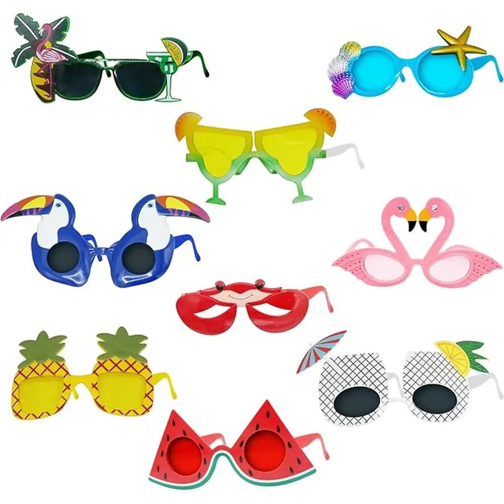 4Eโs Novelty Luau Party Goggles 9 Pairs Hawaiian Party Sunglass Photo Booth Props - Party Favors and Toys