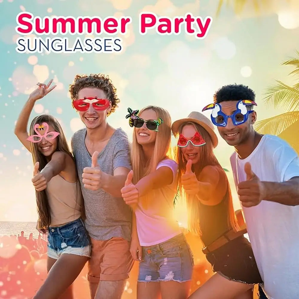4Eโs Novelty Luau Party Goggles 9 Pairs Hawaiian Party Sunglass Photo Booth Props - Party Favors and Toys