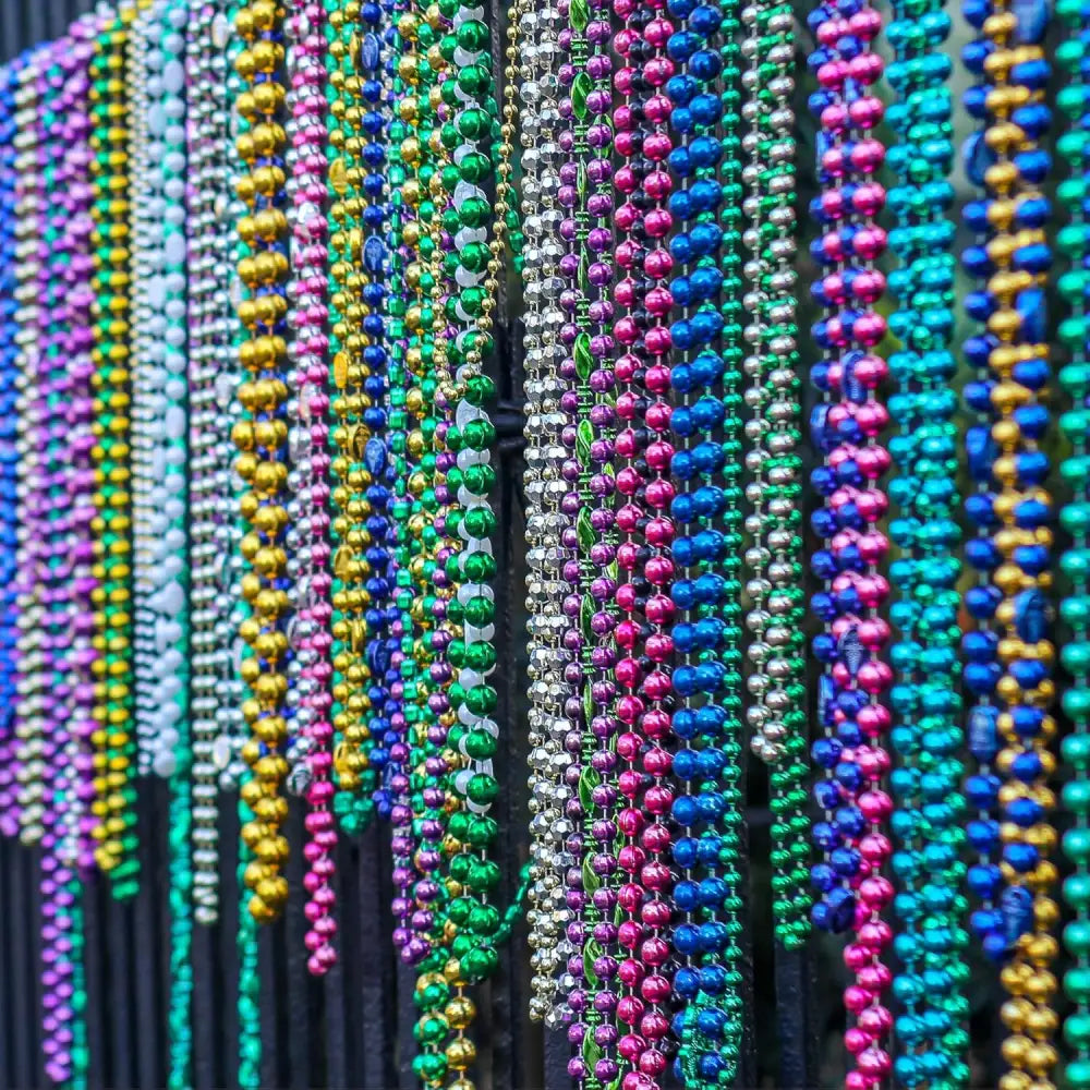 4E’s Novelty Mardi Gras Beads Bulk Set – 144 Pieces 33’’ 6mm Metallic in 12 Colors