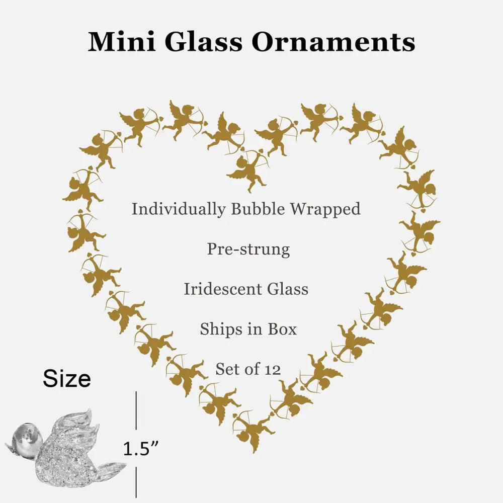 4E’s Novelty Mini Glass Christmas Ornaments 1.5’’ (Set of 12) Ready To Hang Small Clear Glass Ornaments for Mini Tree