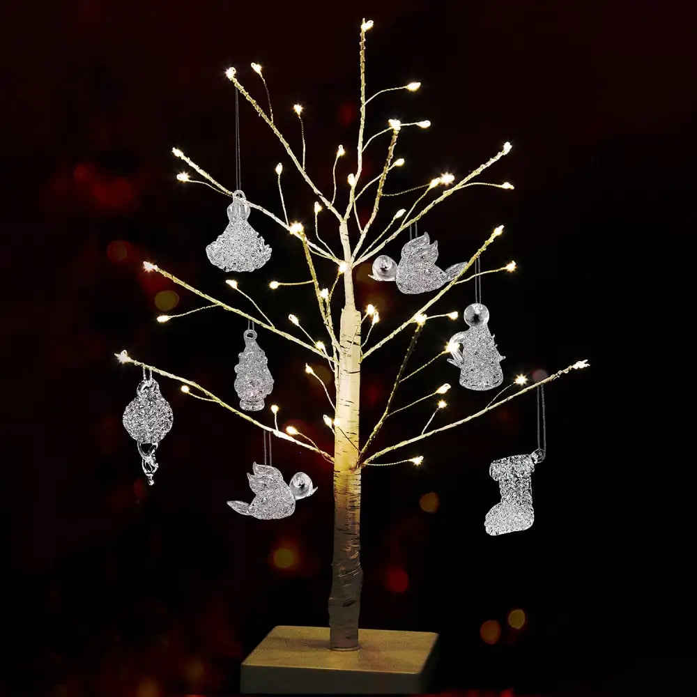 4E’s Novelty Mini Glass Christmas Ornaments 1.5’’ (Set of 12) Ready To Hang Small Clear Glass Ornaments for Mini Tree