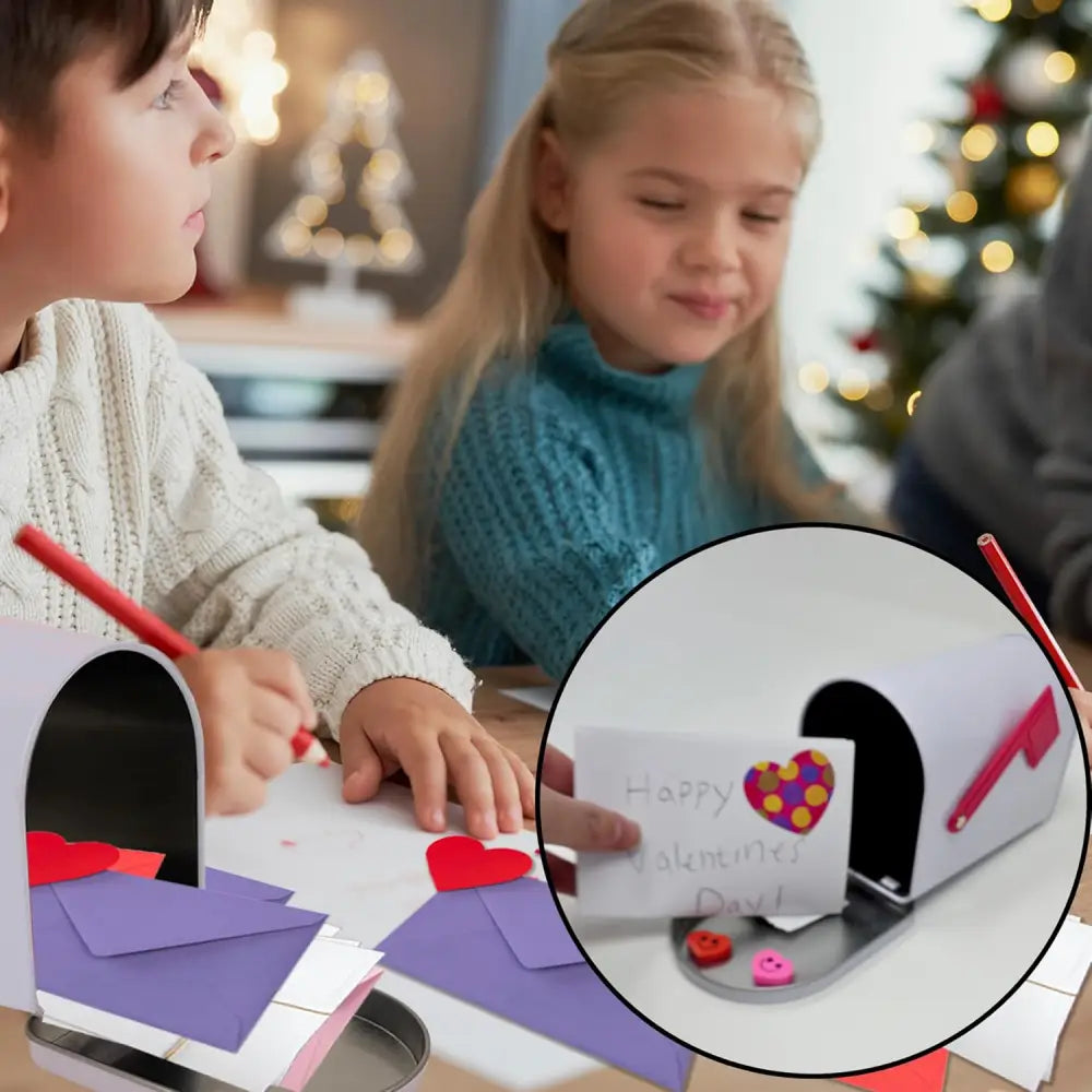 4E’s Novelty Mini Valentine Mailbox – 5x3” Tin Mailbox for Cards DIY Gifts & Classroom Favors