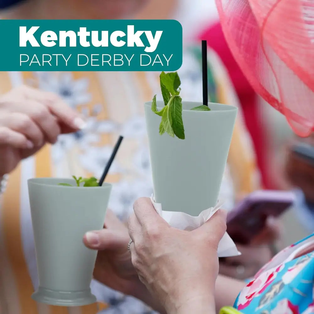 4E’s Novelty Mint Julep Plastic Cups – 12-Pack 10 oz | Kentucky Derby Party Supplies & Decorations