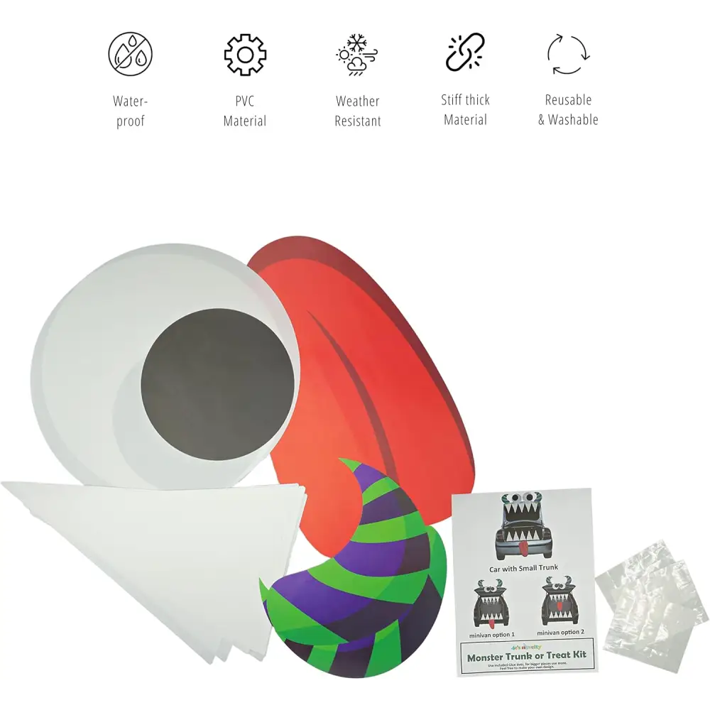 4E’s Novelty Monster Trunk Huge Eye Halloween Decor Kit – Trunk or Treat Car Decorations for SUVs Reusable Monster Theme