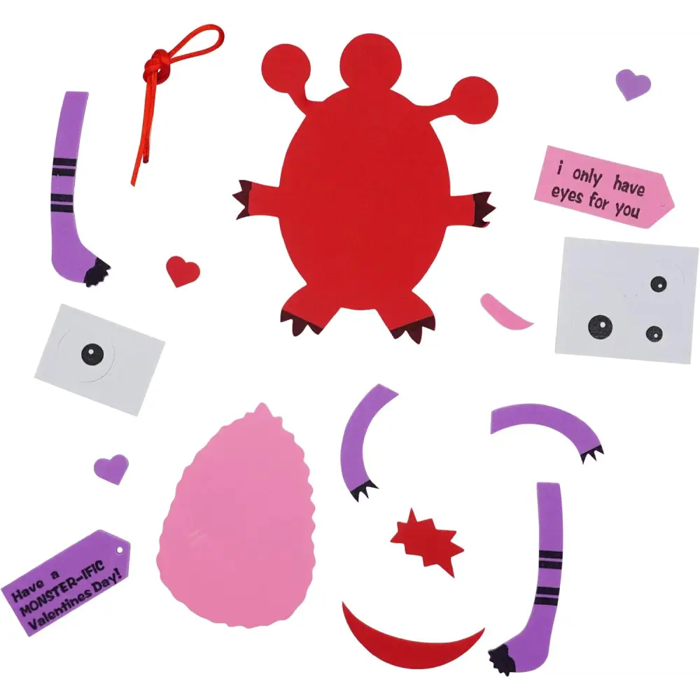 4E’s Novelty Monster Valentine Craft Kit – 12-Pack Easy DIY Love Monster Crafts for Kids
