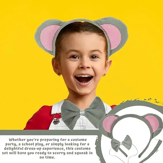 4E’s Novelty Mouse Costume Kit – Ears Tail & Bowtie for Halloween - Costumes & Accessories