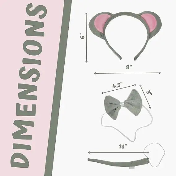 4E’s Novelty Mouse Costume Kit – Ears Tail & Bowtie for Halloween - Costumes & Accessories