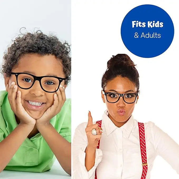 4E’s Novelty Nerd Glasses for Women & Men - Perfect Non Prescription Fake Glasses with Black Frame Clear Lenses Fake