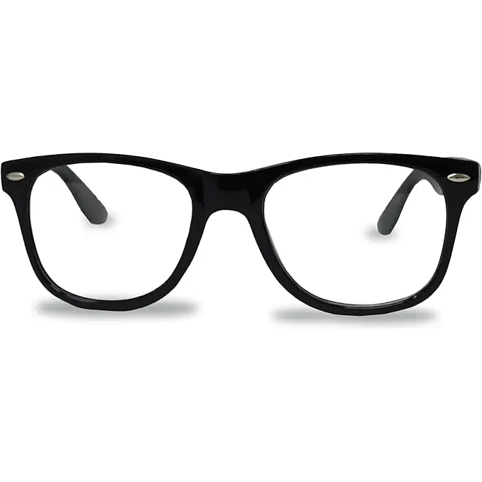 4E’s Novelty Nerd Glasses for Women & Men - Perfect Non Prescription Fake Glasses with Black Frame Clear Lenses Fake