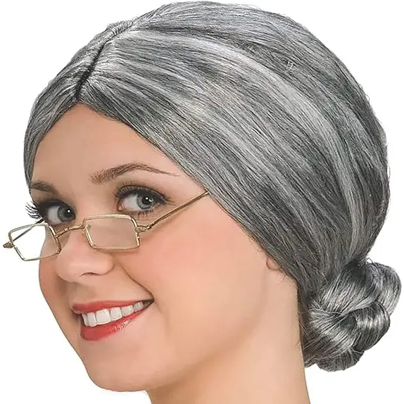 4E’s Novelty Old Lady Costume – 5-Pc Grandma Dress-Up Set for Girls’ 100th Day of School - Costume Accessories