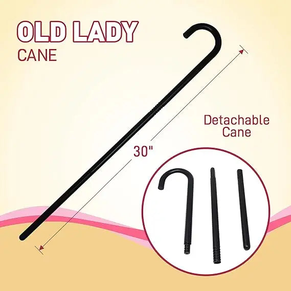 4E’s Novelty Old Lady Costume – 7-Pc Grandma Set with Wig Cane & Glasses for Girls - Costumes & Accessories