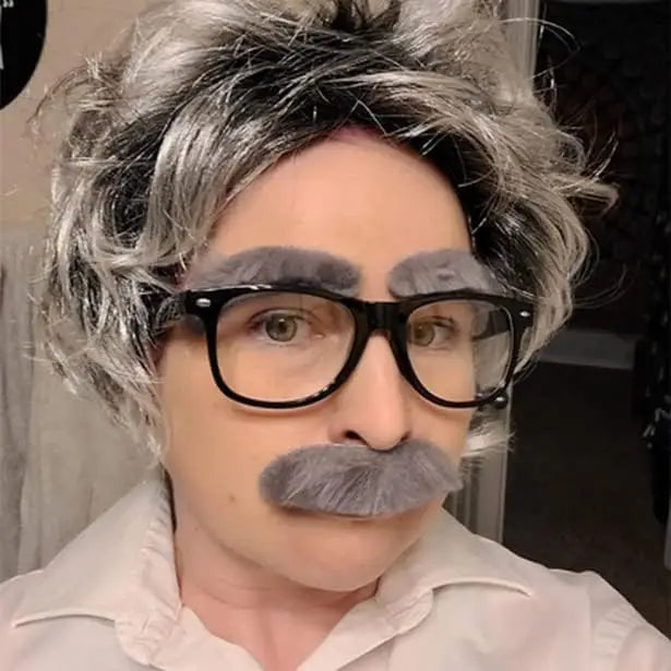 4E’s Novelty Old Man Costume – 10-Pc Grandpa Dress-Up Kit with Wig & Cane for Kids - Costumes & Accessories