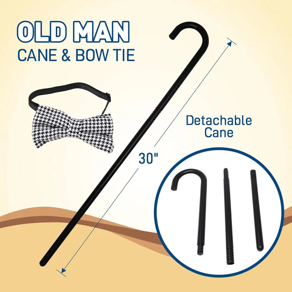 4E’s Novelty Old Man Costume – Vest Cane & 8-Pc Dress-Up Kit for Kids (Large) - Costumes & Accessories