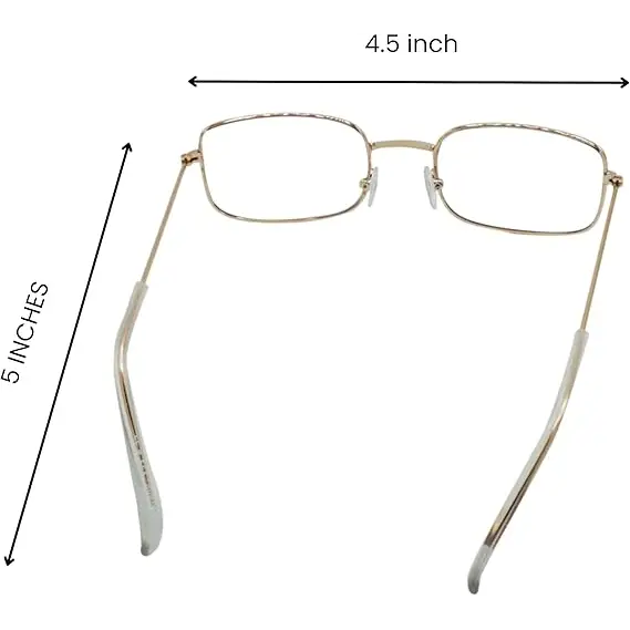 4E’s Novelty Old Person Glasses – Gold Rectangular Eyeglasses for 100th Day of School