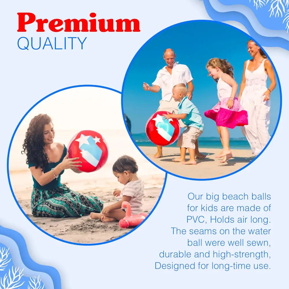 4E’s Novelty Patriotic Beach Ball Set – 2 Pcs Inflatable Pool Floats & 4th of July Party Favors