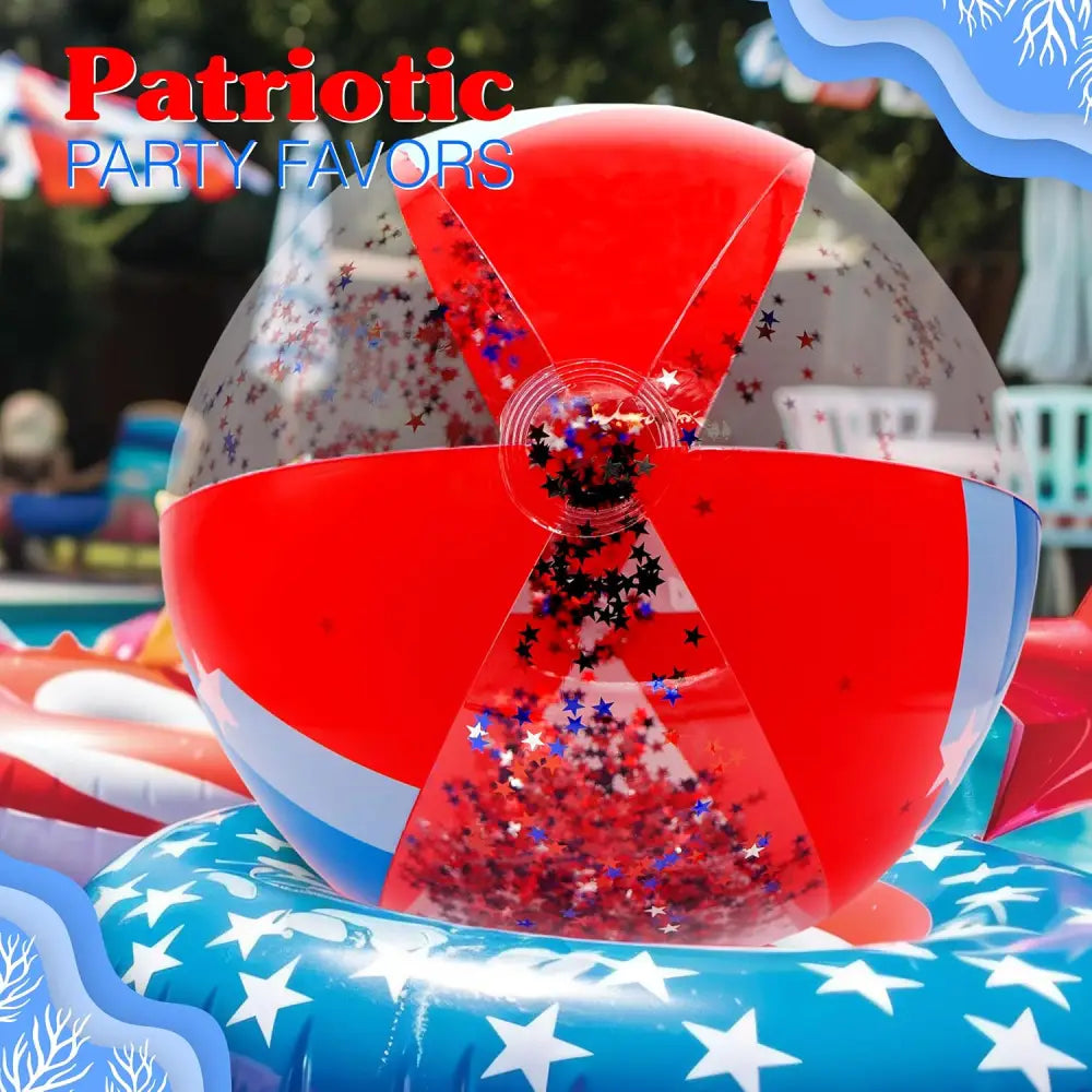 4E’s Novelty Patriotic Beach Ball Set – 2 Pcs Inflatable Pool Floats & 4th of July Party Favors