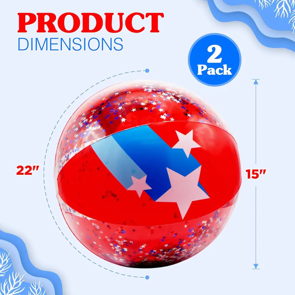 4E’s Novelty Patriotic Beach Ball Set – 2 Pcs Inflatable Pool Floats & 4th of July Party Favors