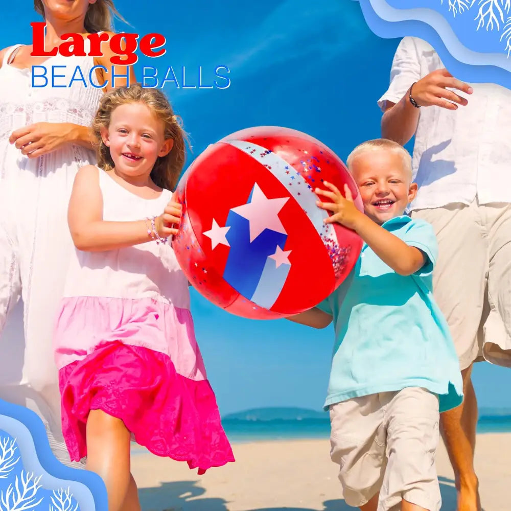4E’s Novelty Patriotic Beach Ball Set – 2 Pcs Inflatable Pool Floats & 4th of July Party Favors