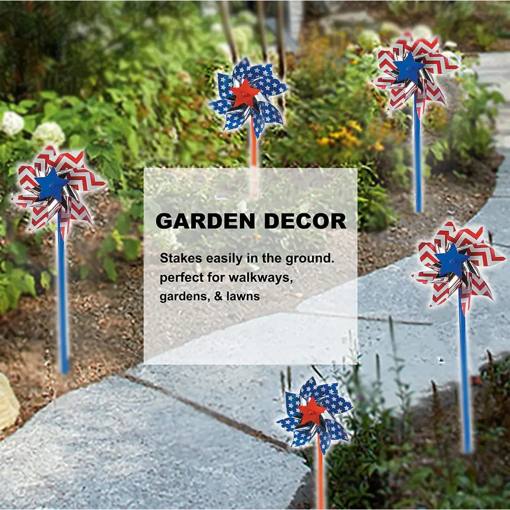 4Eโs Novelty Patriotic Pinwheels 24 Pack โ July 4th Wind Spinner Decor