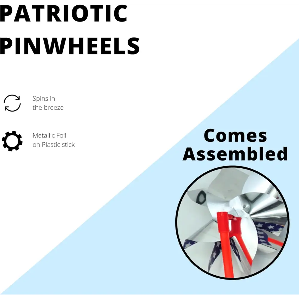 4Eโs Novelty Patriotic Pinwheels 24 Pack โ July 4th Wind Spinner Decor