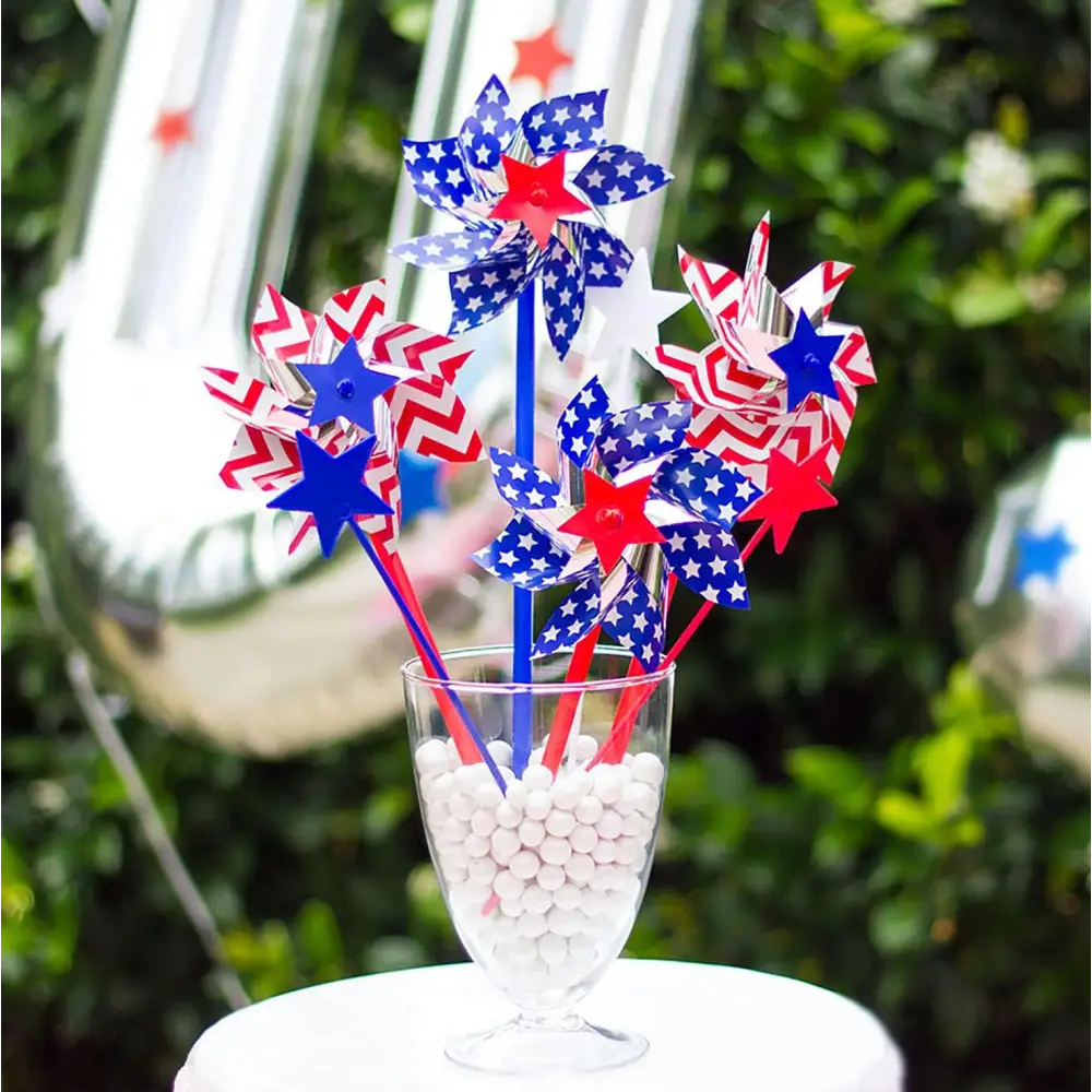 4Eโs Novelty Patriotic Pinwheels 24 Pack โ July 4th Wind Spinner Decor