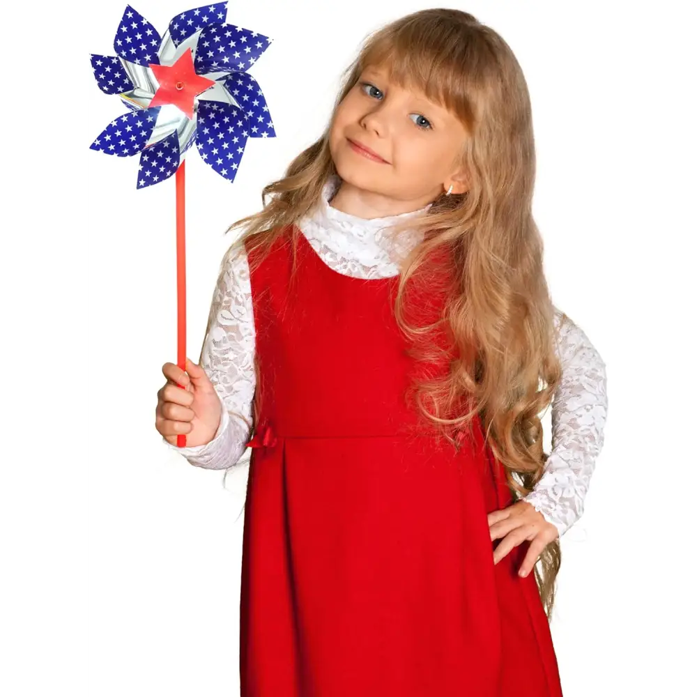 4Eโs Novelty Patriotic Pinwheels 24 Pack โ July 4th Wind Spinner Decor