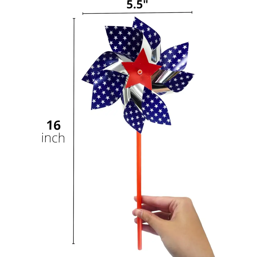 4Eโs Novelty Patriotic Pinwheels 24 Pack โ July 4th Wind Spinner Decor