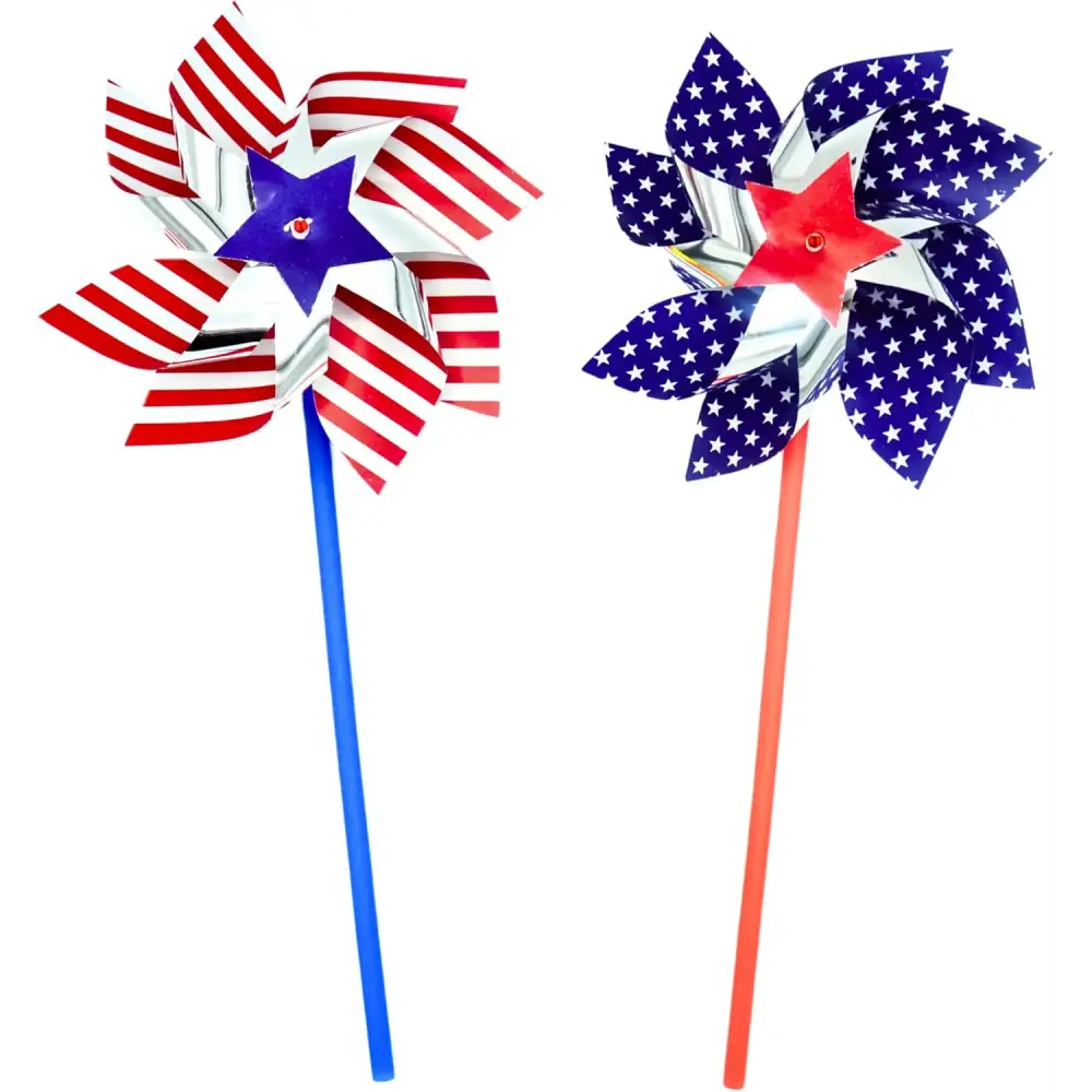 4Eโs Novelty Patriotic Pinwheels 24 Pack โ July 4th Wind Spinner Decor