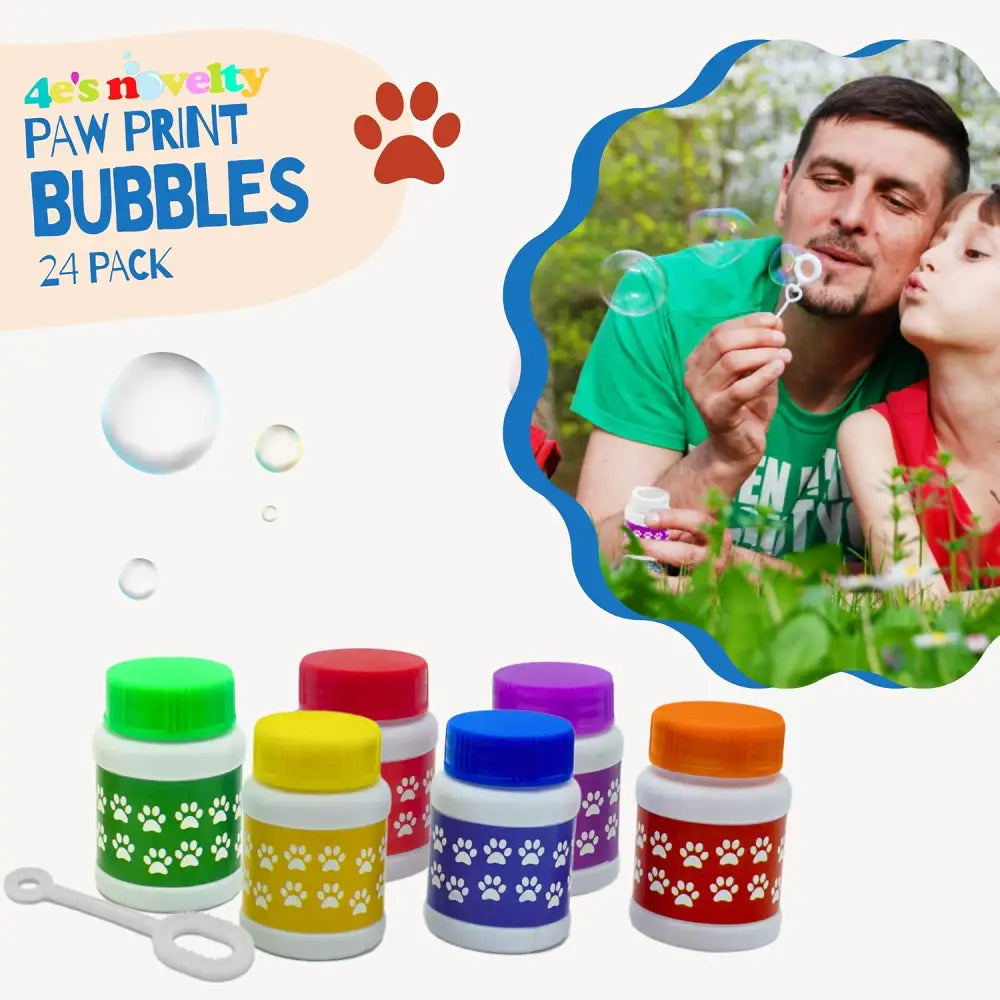 4E’s Novelty Paw Print Bubbles for Kids – Non-Toxic Edible Dog Bubbles Party Favors (Bulk)
