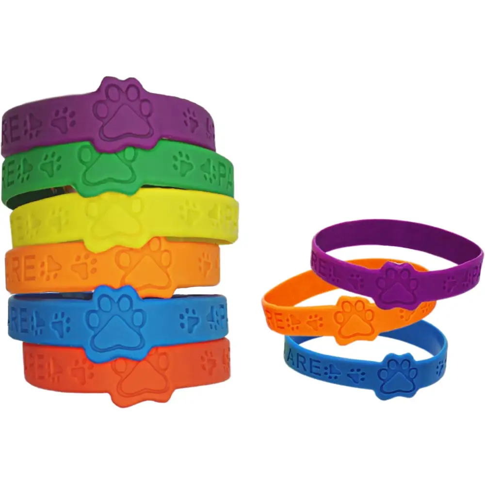 4E’s Novelty Paw Print Party Favors – 24 Bracelets & 24 Stamps for Kids