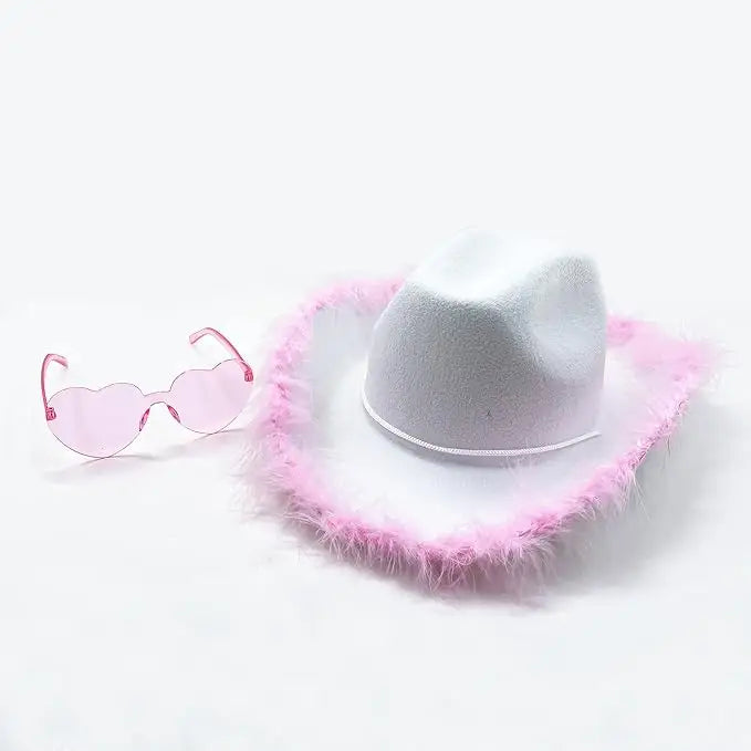 4E’s Novelty Pink Cowgirl Hat – Felt Cowboy Hat with Chinstrap for Parties & Festivals