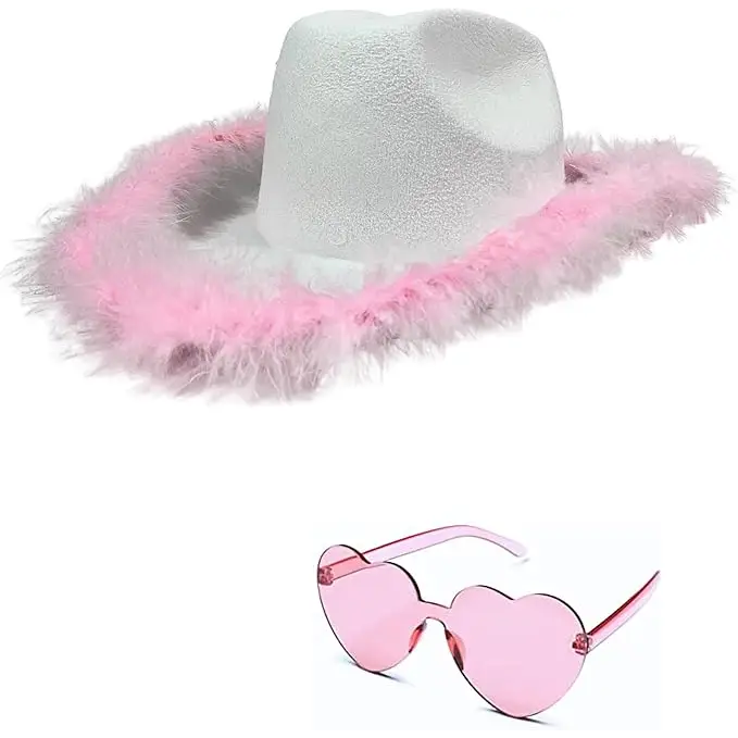 4E’s Novelty Pink Cowgirl Hat – Felt Cowboy Hat with Chinstrap for Parties & Festivals