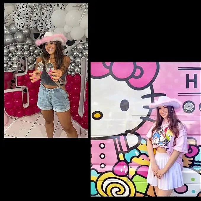 4E’s Novelty Pink Cowgirl Hat – Felt Cowboy Hat with Chinstrap for Parties & Festivals