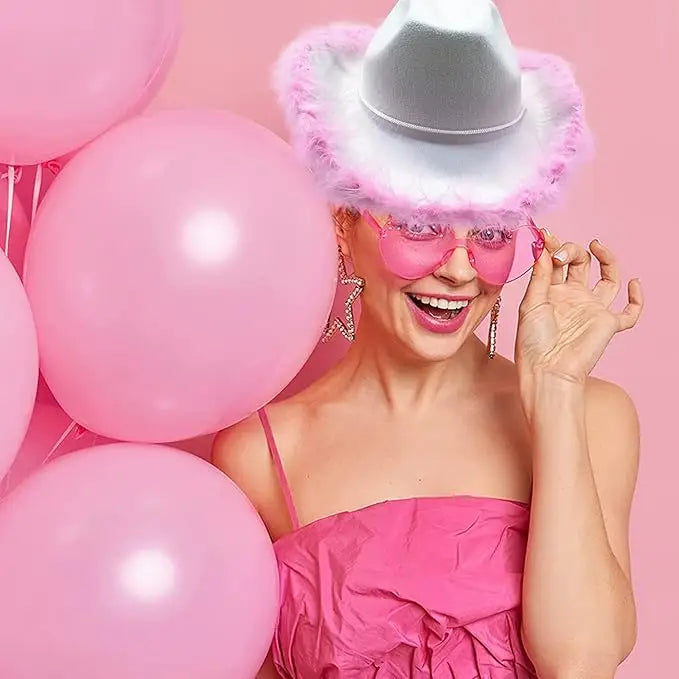 4E’s Novelty Pink Cowgirl Hat – Felt Cowboy Hat with Chinstrap for Parties & Festivals