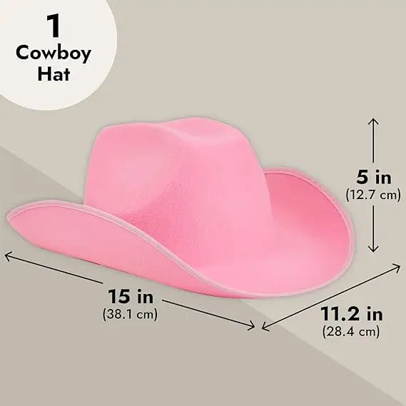 4E’s Novelty Pink Cowgirl Hat – Felt Western Hat with Chinstrap & Shapeable Brim for Parties & More - Costume