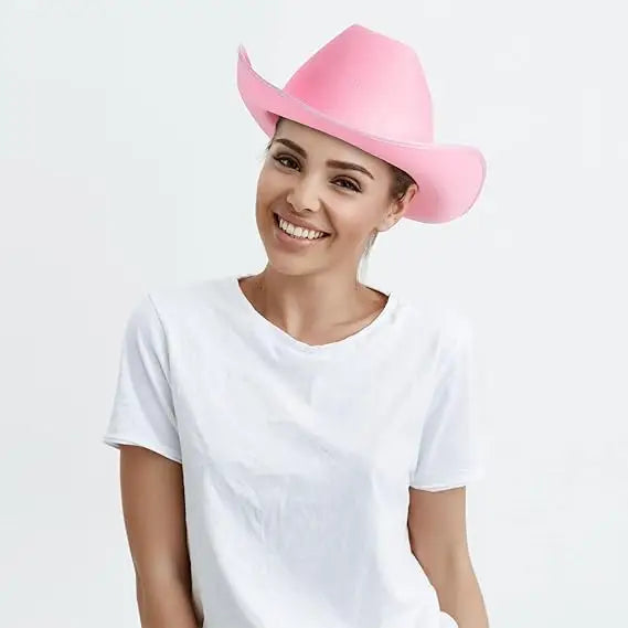 4E’s Novelty Pink Cowgirl Hat – Felt Western Hat with Chinstrap & Shapeable Brim for Parties & More - Costume