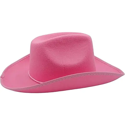 4E's Novelty Cowboy Hat for Women & Men, Felt Cowgirl Hat for Adults, Western Party Dress Up Accessories (Pink)