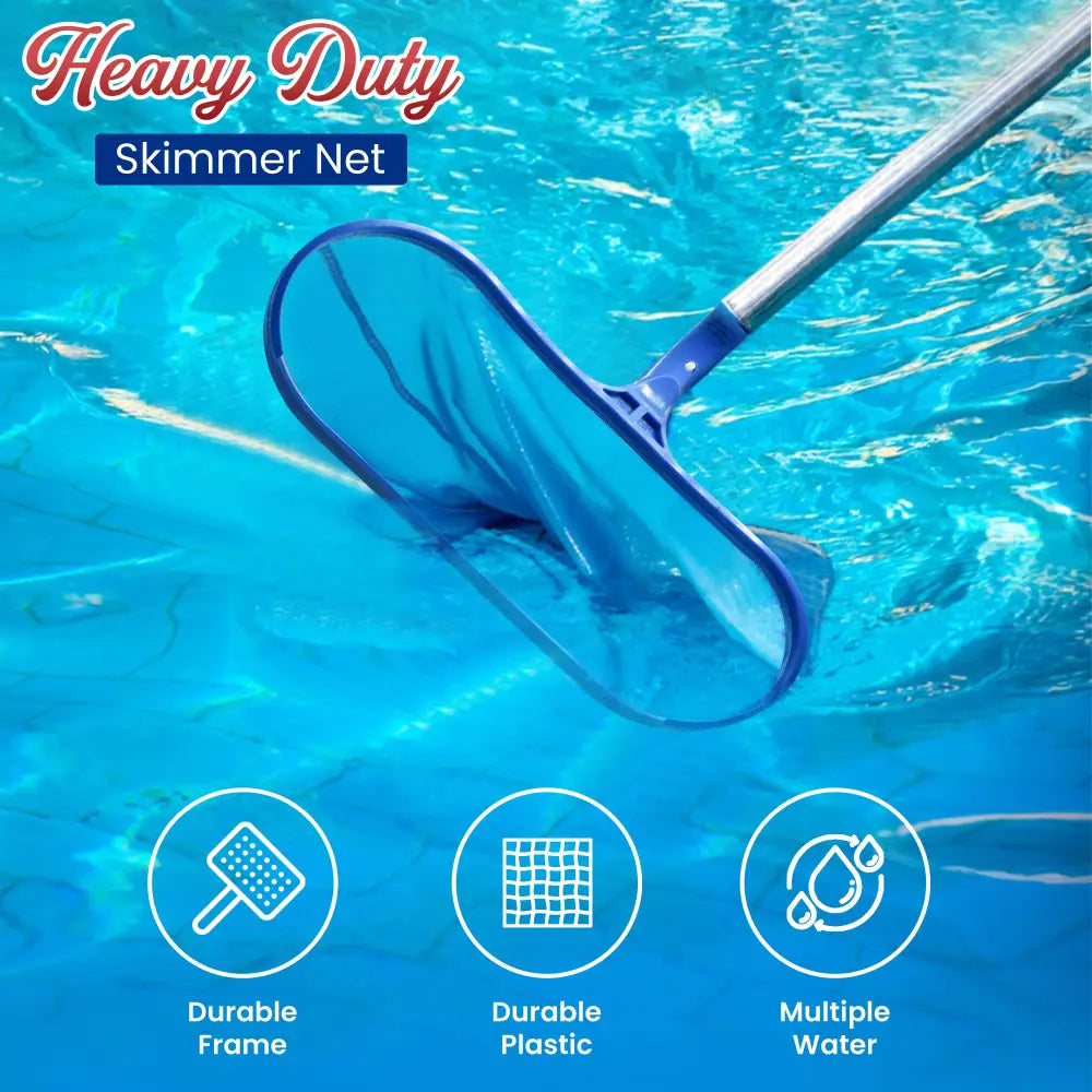4E’s Novelty Pool Skimmer Net and Leaf Rake Set – Heavy Duty 17″ Frame for Swimming Pool Cleaning Accessories