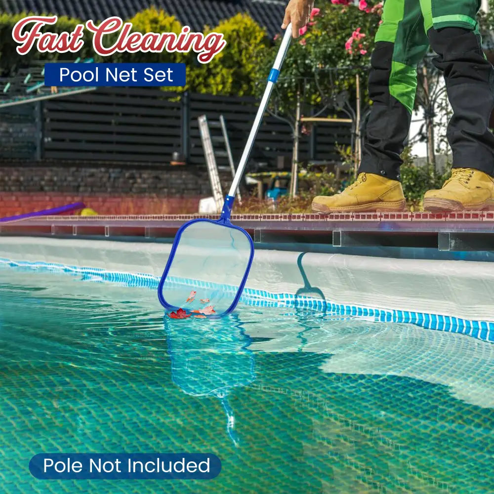 4E’s Novelty Pool Skimmer Net and Leaf Rake Set – Heavy Duty 17″ Frame for Swimming Pool Cleaning Accessories