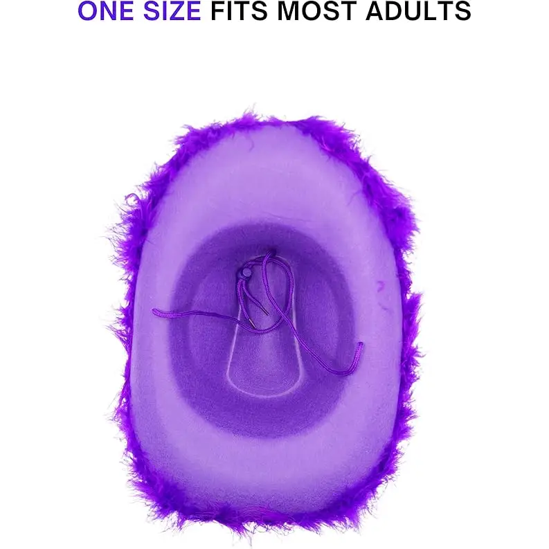 4E’s Novelty Purple Cowboy Hat with Feathers & Heart Sunglasses – Fun Cowgirl Hat for Parties! - Costume Accessories