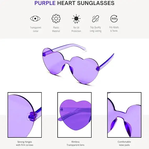 4E’s Novelty Purple Cowboy Hat with Feathers & Heart Sunglasses – Fun Cowgirl Hat for Parties! - Costume Accessories